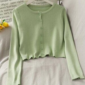 pastel light green cropped cardigan | womens outerwear tops